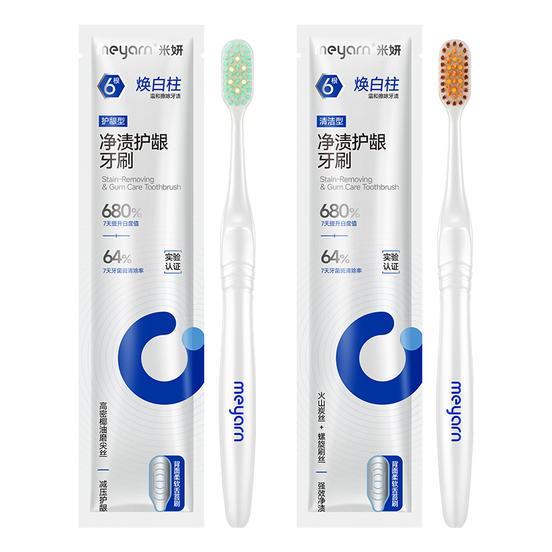 Meyarn Soft Bristle Small Head Toothbrush for Adults and Teens, Plaque and Stain Removal, Whitening, Medical Toothbrush, 2-Pack