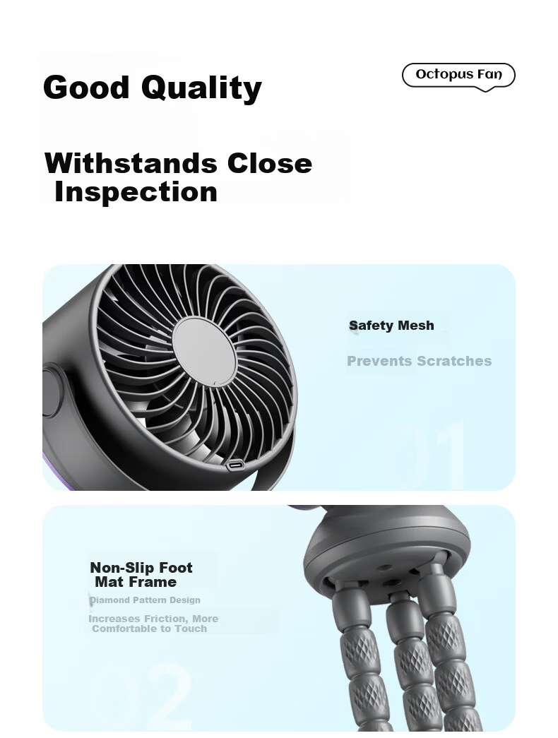 AUX Baby Stroller Mini Octopus Folding Desktop Portable Handheld USB Fan Baby Special Outdoor Cooling Essential Long Battery Life 31