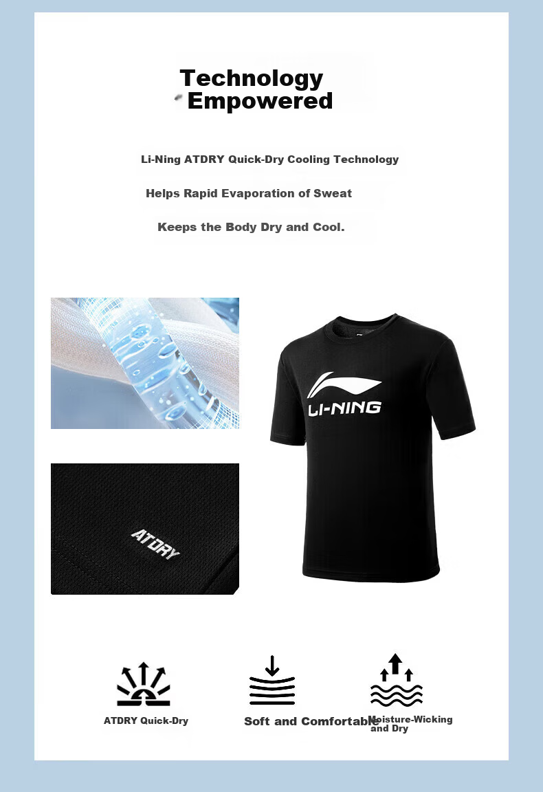 LI-NING Quick-Dry Men's Badminton Short Sleeve Shirt Summer Training Series Breathable Cool Sports Top 4