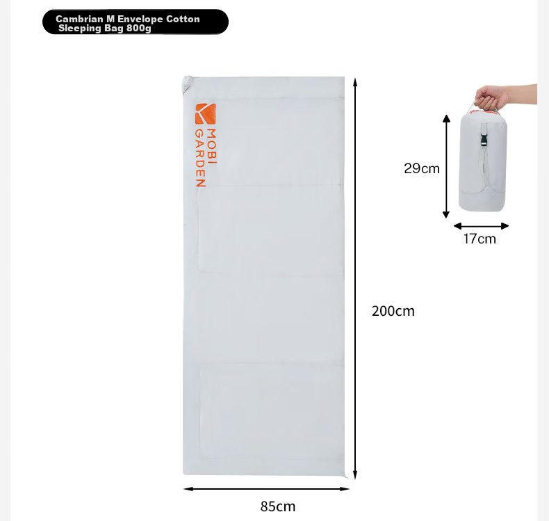 MOBIGARDEN Cambrian Envelope Cotton Sleeping Bag Outdoor Hiking Warmable Spliceable Adult Sleeping Bag NX25662004 Snow Peak White 8