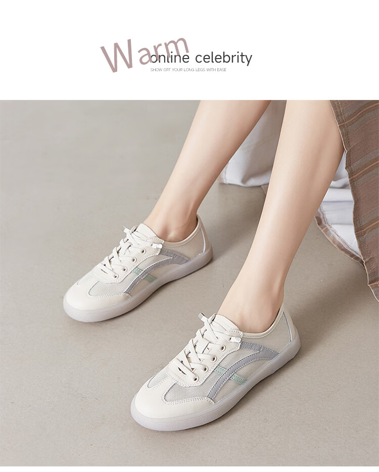 ZHR Women's Shoes, Summer New Style Mesh Breathable White Sneakers, Genuine Leather Training Sports Shoes for Women, A67E White Blue Size 37 16