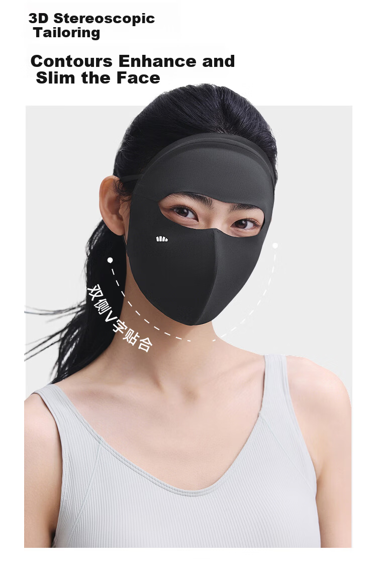 Beneunder Sunscreen Face Mask for Women UV Protection Medical Beauty Full Face Shield High UV Resistance Stylish Face Bikini Cycling Face Guard Mountain Gray 15