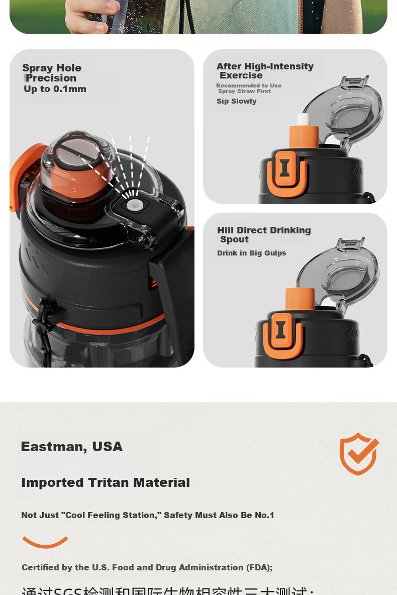 Eno Spray Water Bottle Men's Sports Spray Cup Summer Children's School Special Tritan Cup 2026 New Model 3