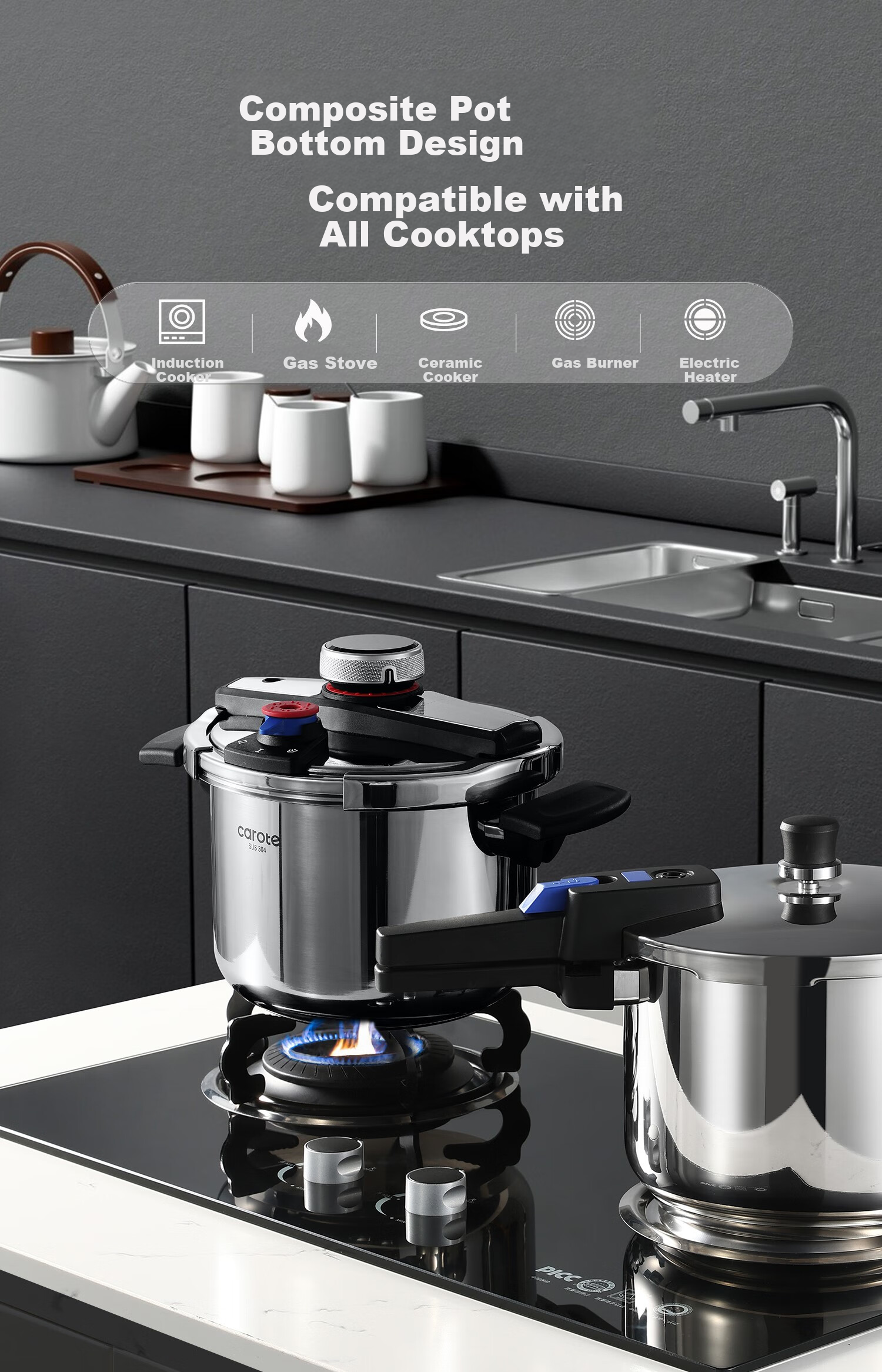 Carrot Small Household Pressure Cooker 304 Stainless Steel Single-Handed Explosion-Proof Pressure Cooker Compatible with Gas Stove and Induction Cooker 11