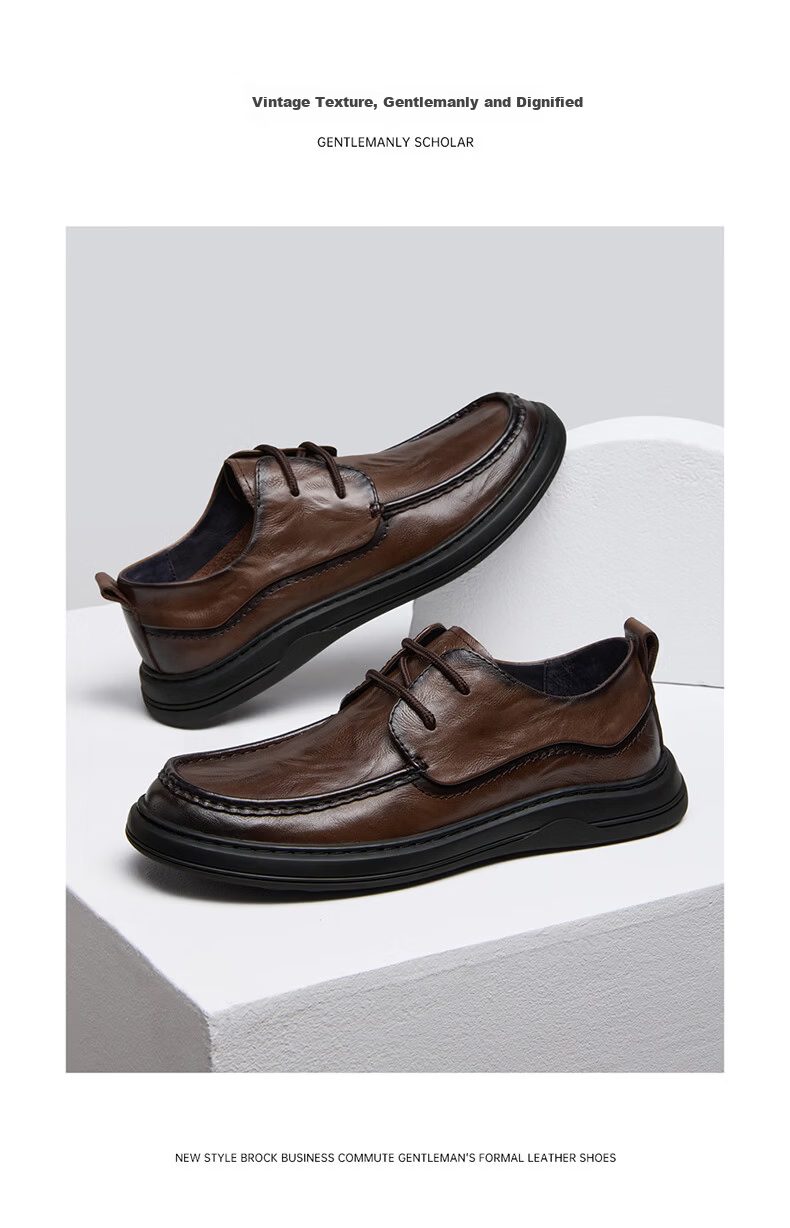 CAMEL Leather Lace-up Business Derby Shoes for Men P16S155008 Black Size 40 Father's Day 7