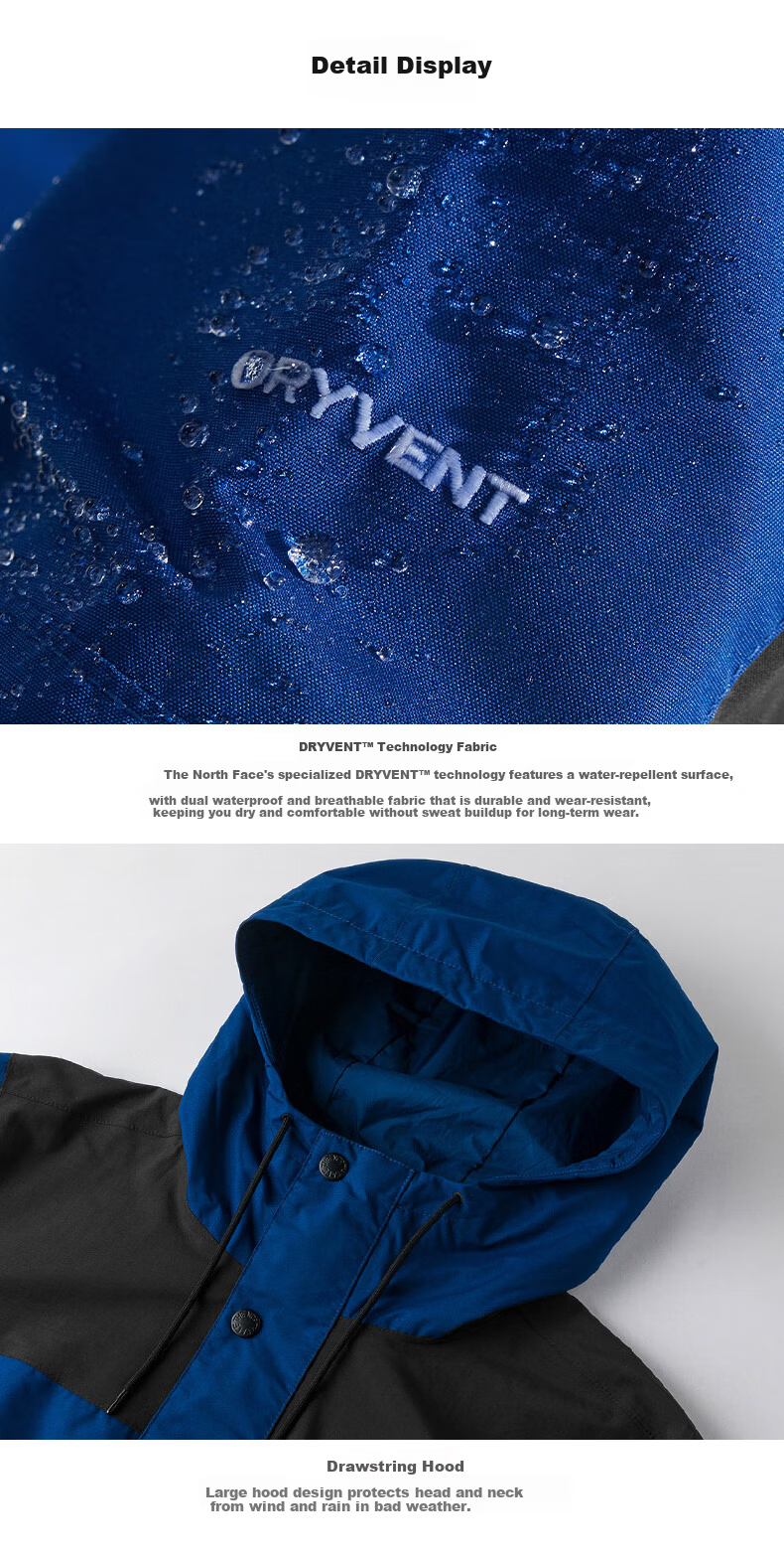 The North Face Men's Hard Shell Waterproof Outdoor Jacket 8DGC Seascape Blue/F1T XL 10