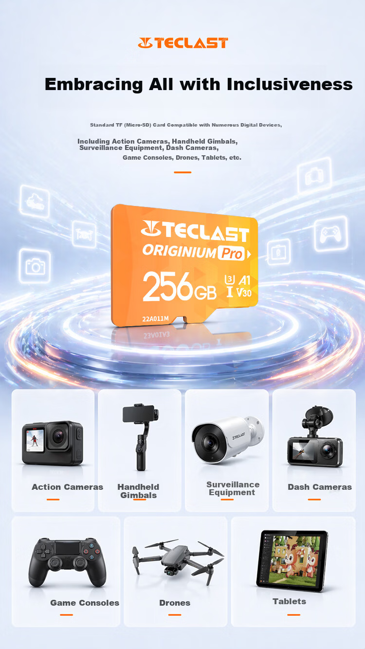 TECLAST 64GB TF Memory Card (MicroSD), Storage Card U3 V30 A1 C10 High-Speed Version, Dash Cam, Surveillance Camera, Smartphone, Tablet, And Camera Storage Card 3