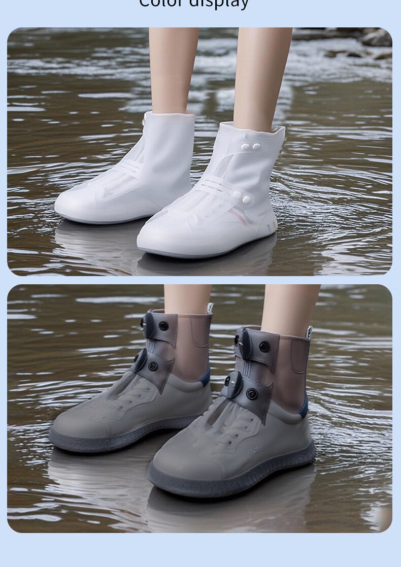 Guisa Waterproof Shoe Covers Unisex Rainproof Non-Slip Thickened Durable Portable Lightweight Rain Boots Shoe Covers YXT1002-1 Size 43-45 10