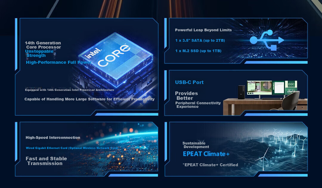 DELL Pro Desktop High-Performance Business Office Computer QCT1250 (i3-14100 8GB 512GB SSD Standard) National Subsidy 2