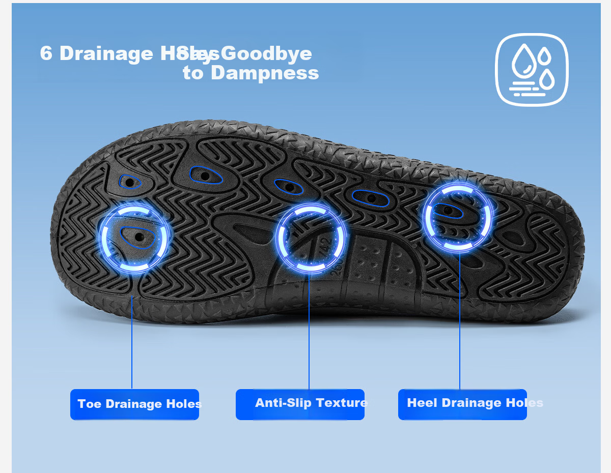 361° Men's Beach Shoes Swimming Shoes Outdoor Creek Shoes Non-Slip Anti-Puncture Adult Barefoot Skin-Friendly Diving Water Shoes 8