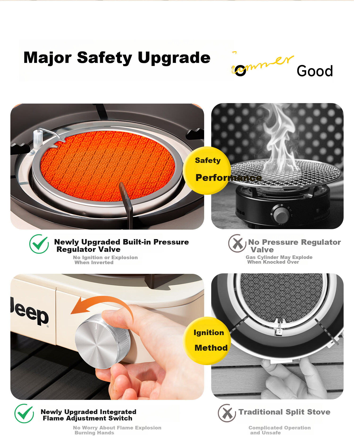 JEEP Infrared Split Cassette Stove Outdoor Portable Camping Cooking Equipment Gas Stove New Cookware Black 3