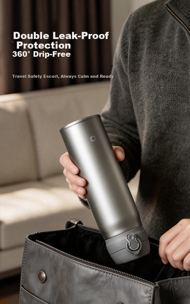 JD Jingzao 316L Stainless Steel Insulated Water Bottle with Flip Lid Quick Open Thermal Cup Pure Titanium Tea Infuser 500ml White 9