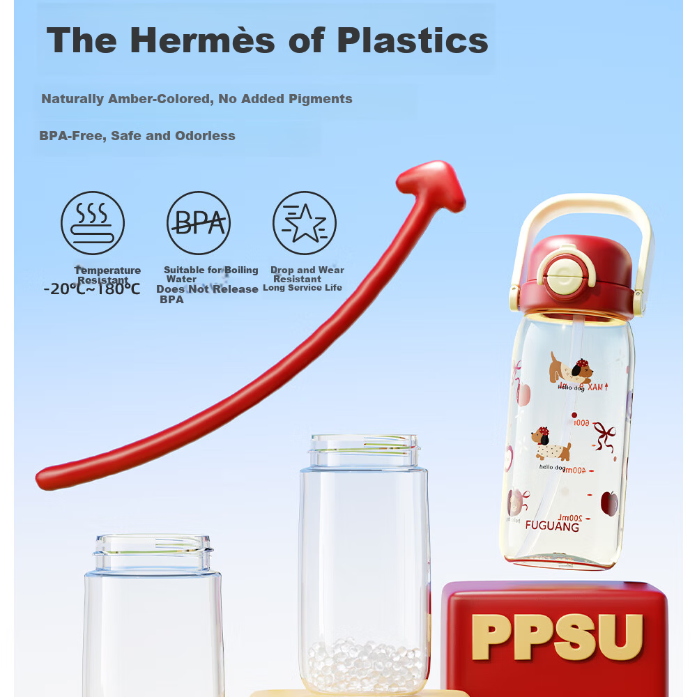 Fuguang PPSU Water Bottle Children's Student Portable Large Capacity Dual Drinking Flask Summer Carry Handle Backpack 980ml 3