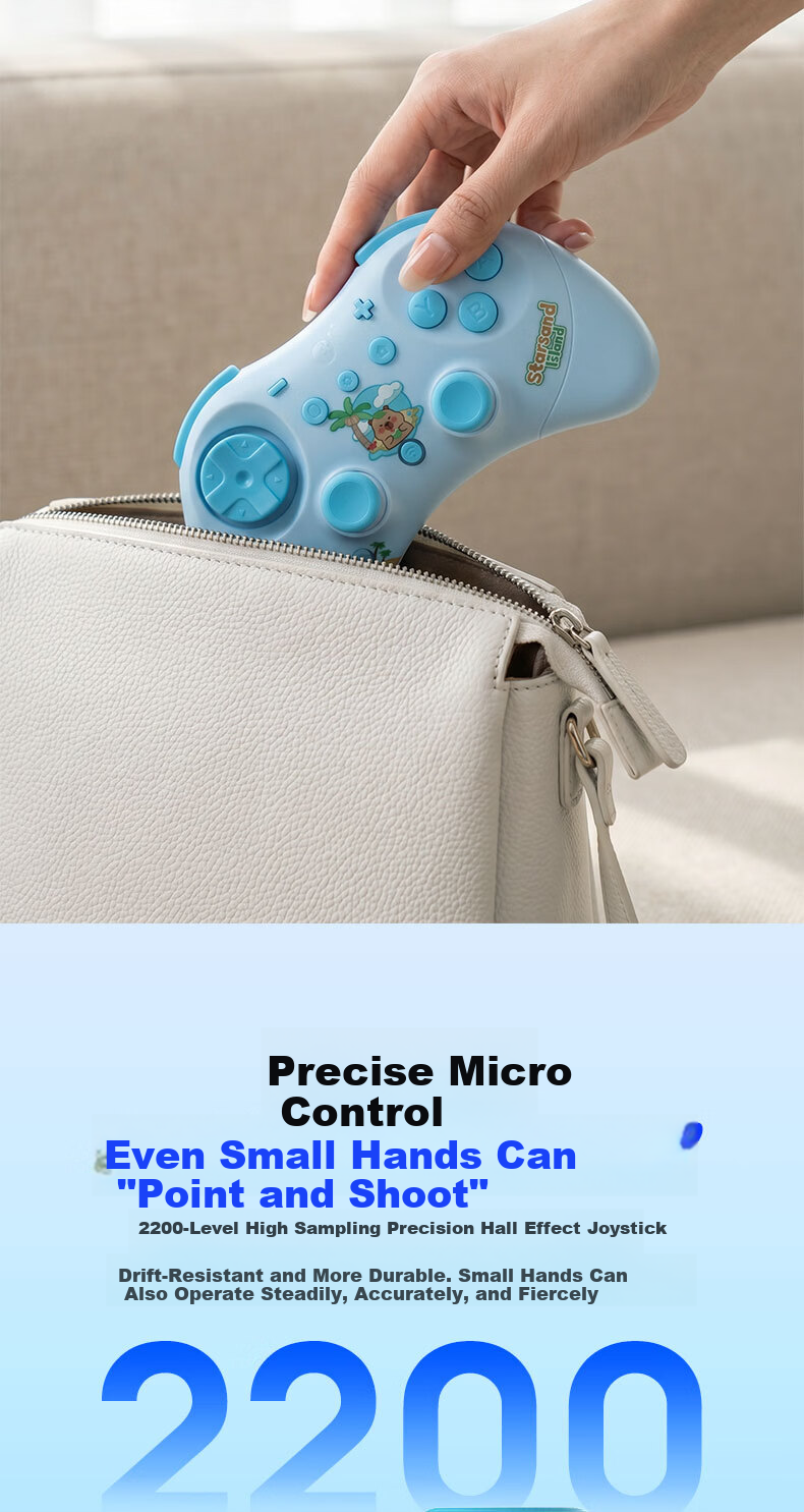 GuliKit Guli Spirit 2 Star Sand Island Story Limited Edition Mini Pocket Controller One-Key Wake Compatible with PC Switch 2 Wireless Bluetooth Symmetrical Gamepad for PC Android iOS 2