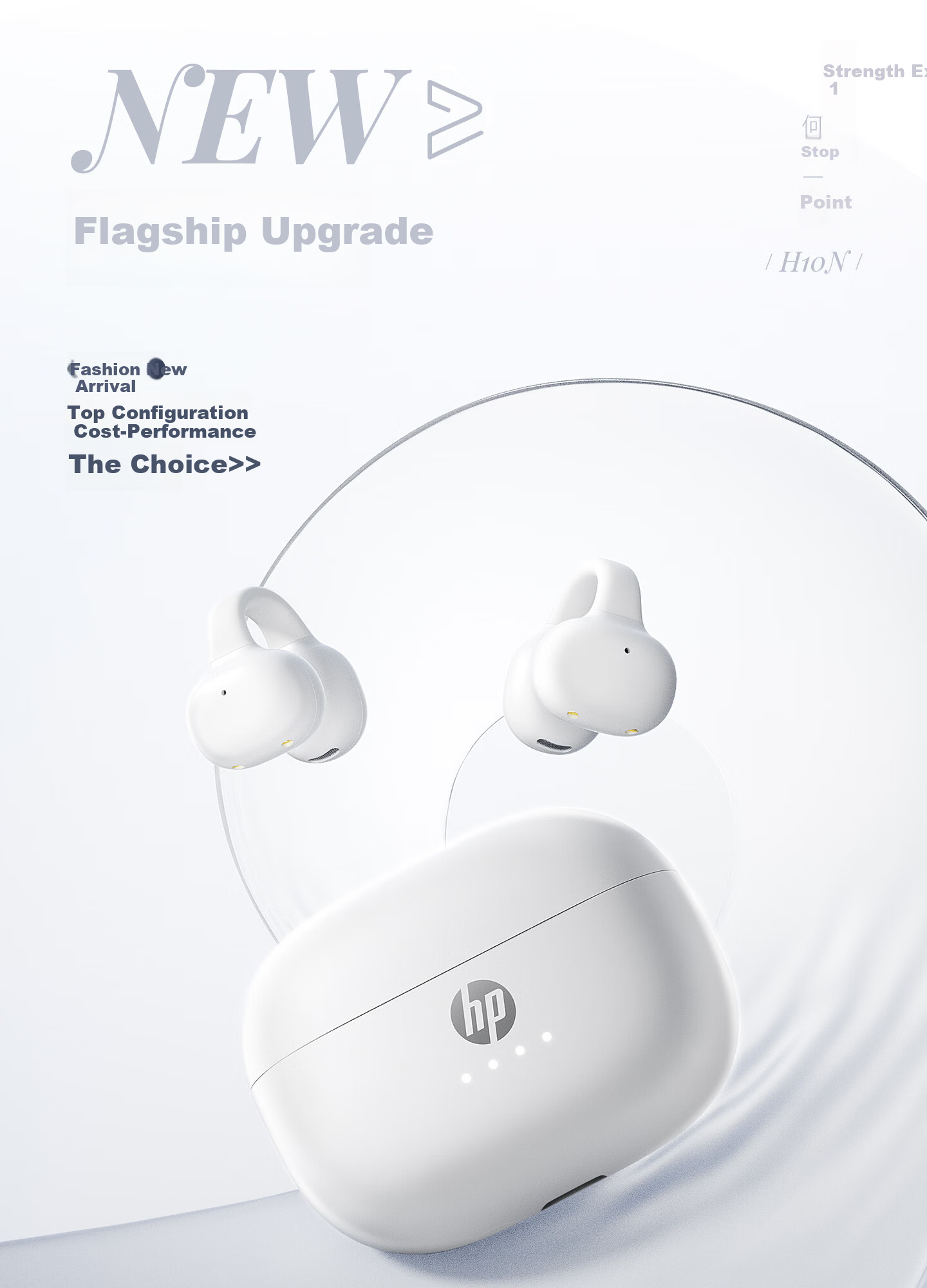 HP [2026 Latest Model | Berlin Sound] Bluetooth Clip-On Sports Wireless Call Noise-Cancelling Bone Conduction Headphones for Running with Long Battery Life and Comfortable Non-In-Ear Design 4