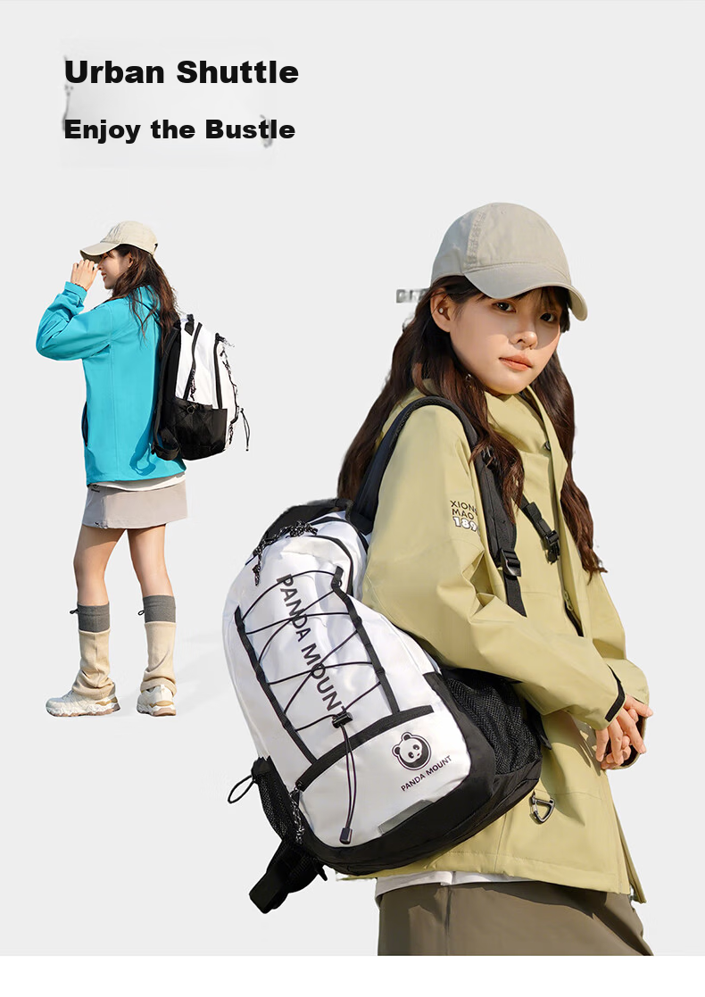CAMEL Panda Series Outdoor Hiking Large Capacity Mountaineering Backpack 574D65L8668A Off-White/Black One Size 4