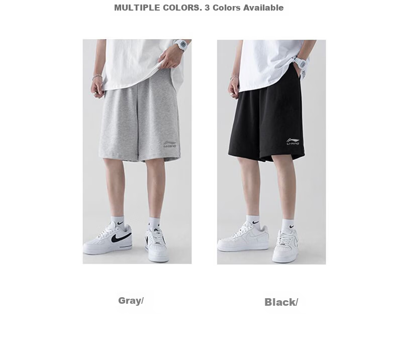 LI-NING Men's 5-Inch Gym Shorts Summer Lightweight Breathable Sweat-Absorbing Loose Casual Sweatpants 3