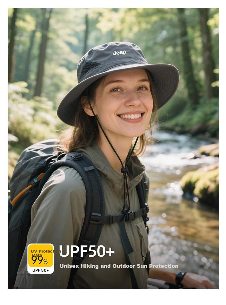 JEEP Men's Summer Sun Protection UV Shield Outdoor Hiking Fishing Sun Hat Fisherman Cap 6