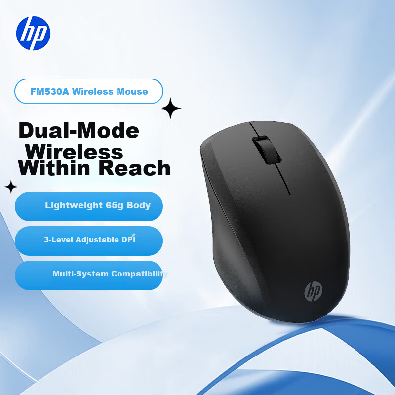HP Wireless Bluetooth Dual-Mode Mouse 2.4G Ergonomic Business Portable Office Compact Symmetrical Silent Click Suitable for Desktop All-in-One Laptop
