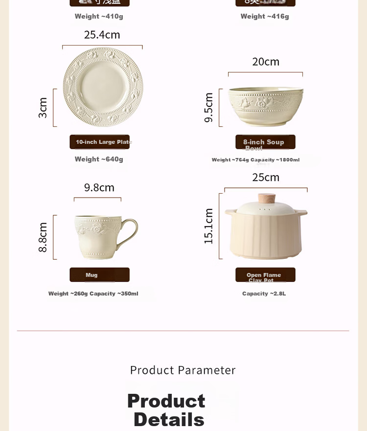 Yomerto Ceramic Dinnerware Set with Underglaze Color Bowls and Plates, High-Quality Home Tableware for Weddings and Housewarming 14