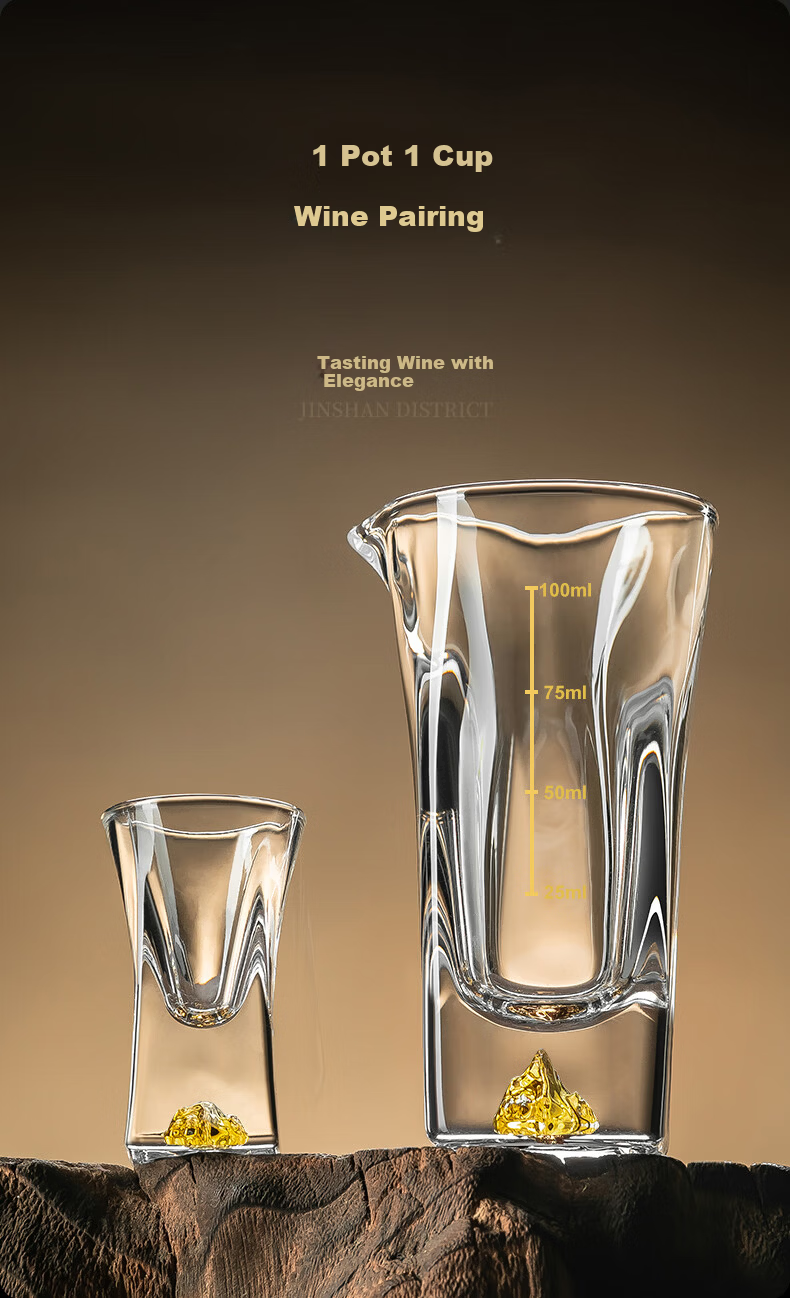 CRISTALGLASS Premium Baijiu Glass Decanter Set Luxury Bullet Shot Glasses Crystal One-Bite Cup Holder Barware Set 2