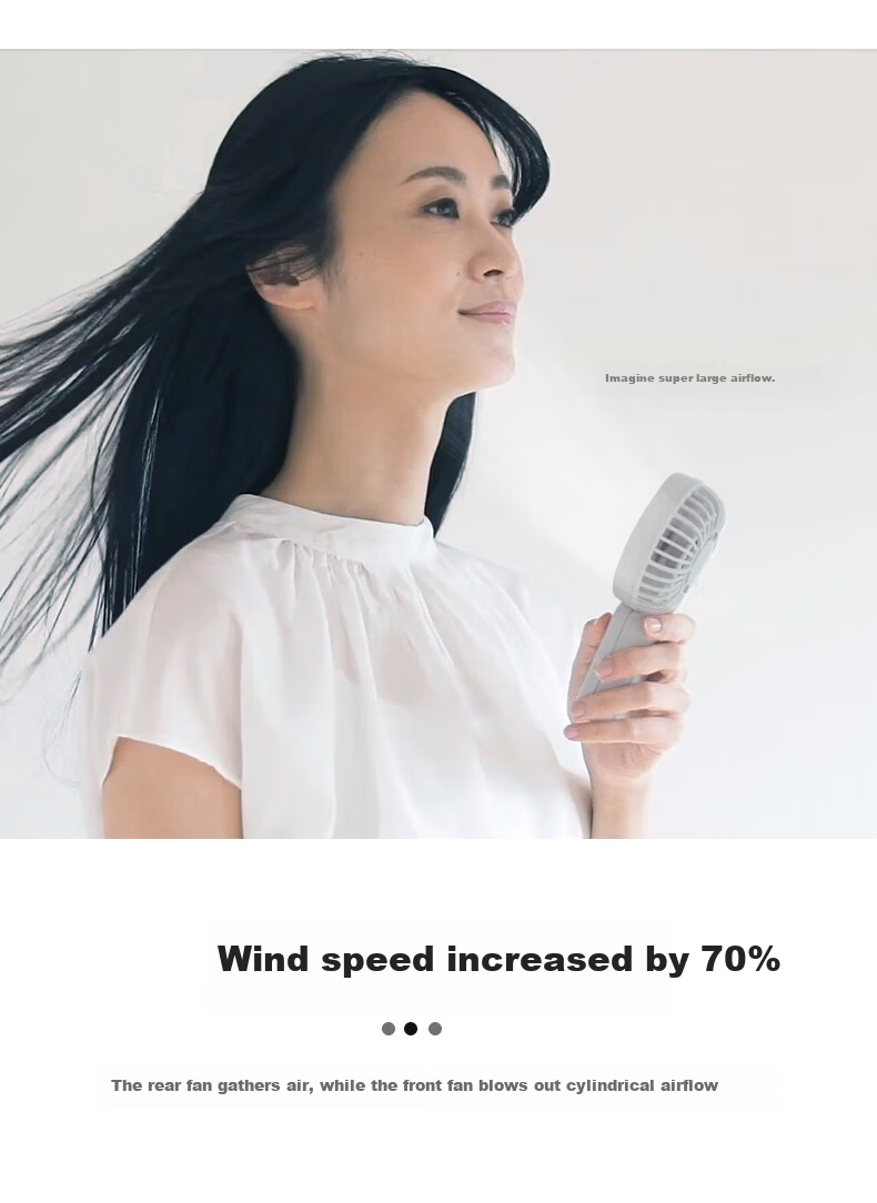 RHYTHM Japanese Brand Ultra-Quiet Handheld Fan Office Desktop Portable USB Rechargeable Long Battery Life Neck Hanging Mini Cooling Fan 9ZF031WA08 6