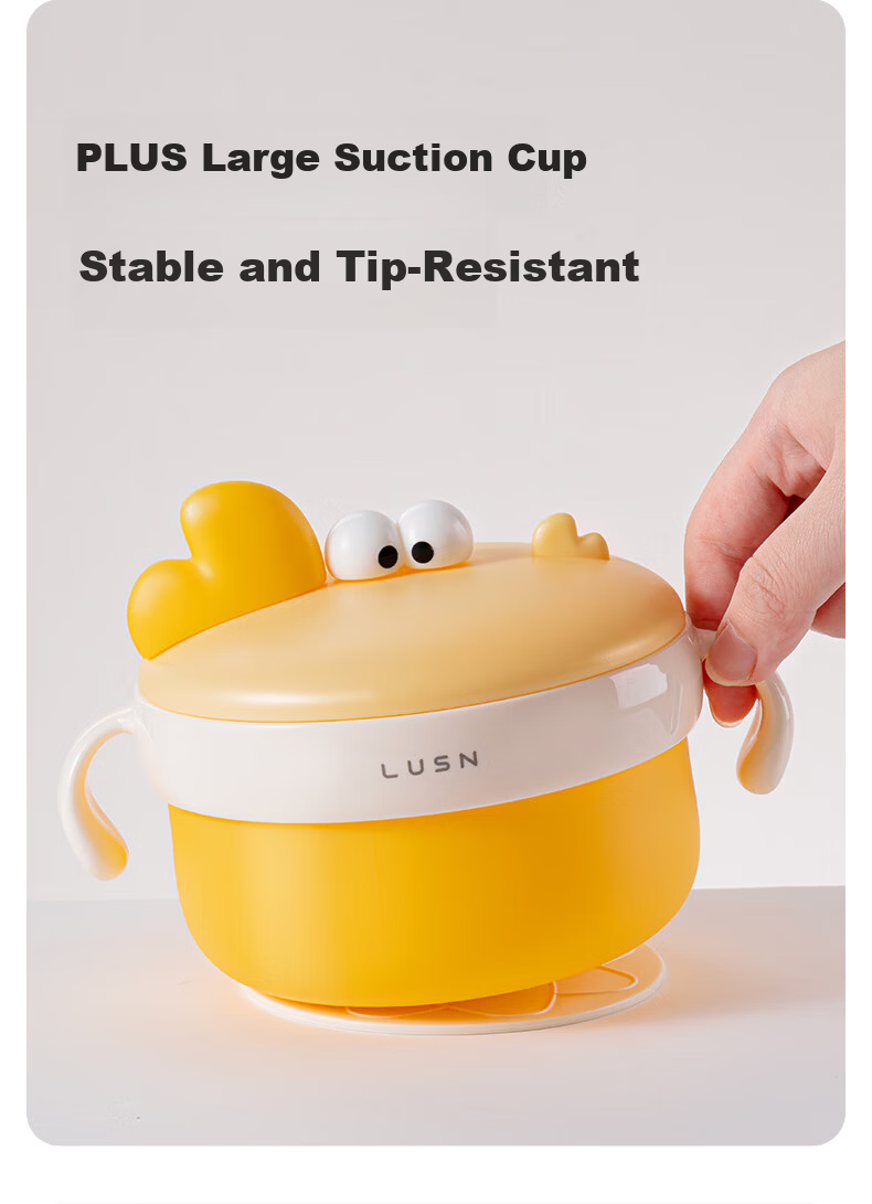 LUSN Stainless Steel Baby Feeding Bowl Anti-Drop Temperature-Controlled Children's Tableware Insulated Water-Filled Lunch Box 15