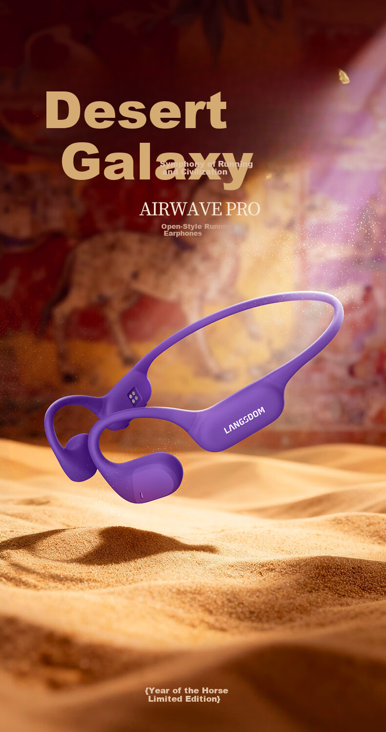 Langston AirWave Pro Open Bluetooth Wireless Bone Conduction Sports Earphones Running Cycling Non-In-Ear Compatible with Apple Dunhuang Purple 1