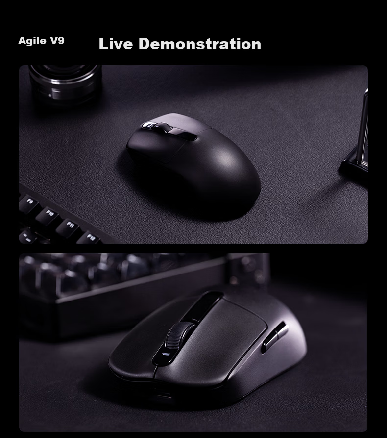 AKKO Agile V9 Wireless Ergonomic Gaming Office Mouse Three-Mode Wired Bluetooth Rechargeable Mouse Compatible with Apple MacBook 11