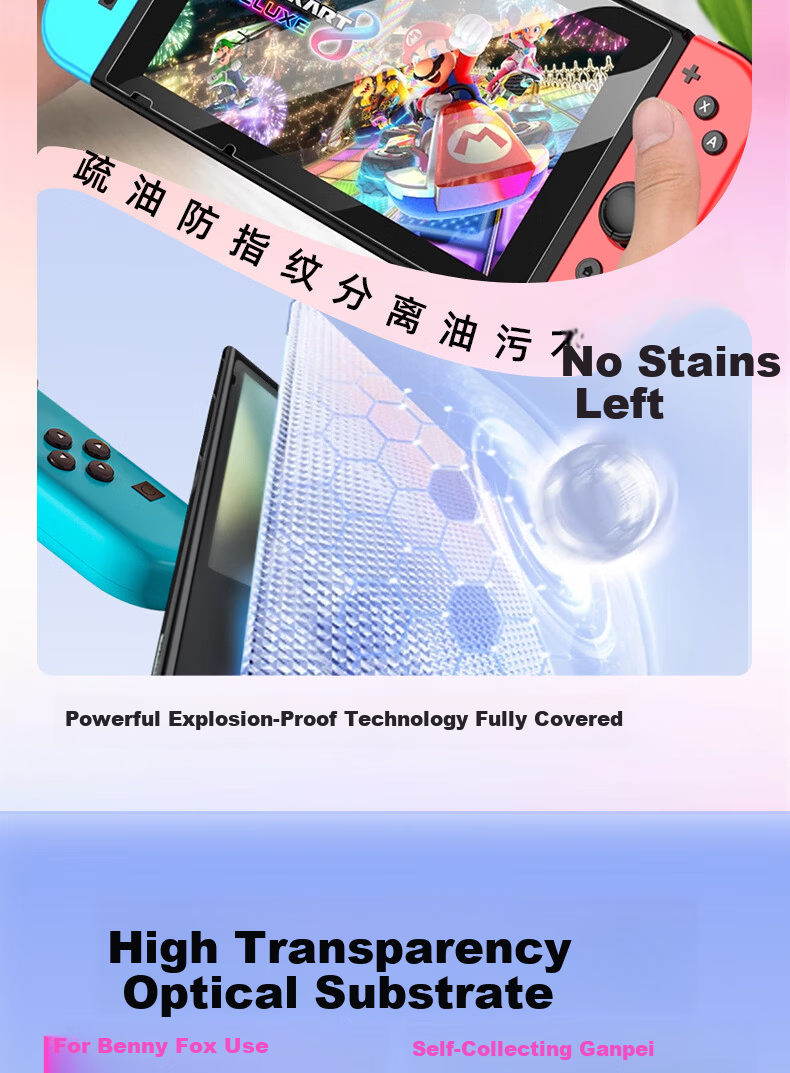 GOLDEN RAY Frosted Anti-Blue Light Screen Protector for Switch Lite 5.5-inch Nintendo Handheld Console Full Coverage Anti-Fingerprint Film 4