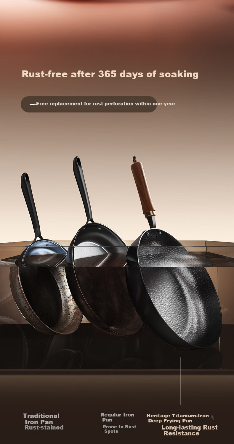 Joyoung 28cm Titanium Iron Non-Stick Frying Pan Skillet Grill Pan Steak Breakfast Pan No Coating 13