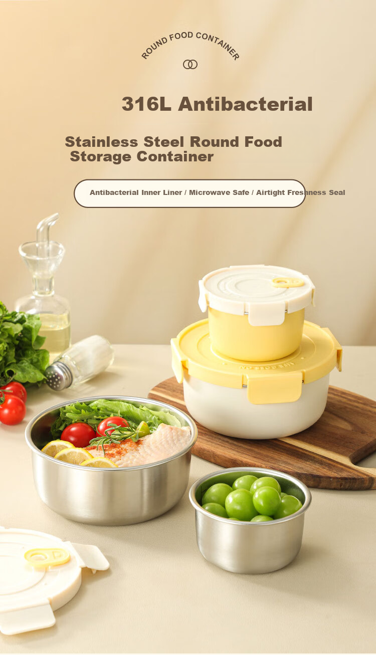 Wuxinzhizao 316L Stainless Steel Sealed Lunch Box with Lid Microwaveable Fruit Bento Box Natural Color 300ml 1