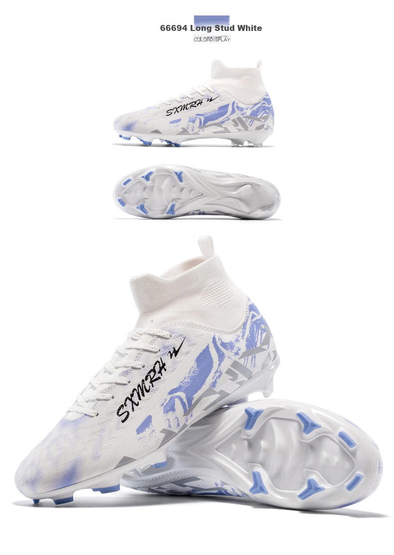 Shuangxing Men's FG Soccer Shoes Long Studs Adult Youth Kids Professional Training Cleats White Size 37 40