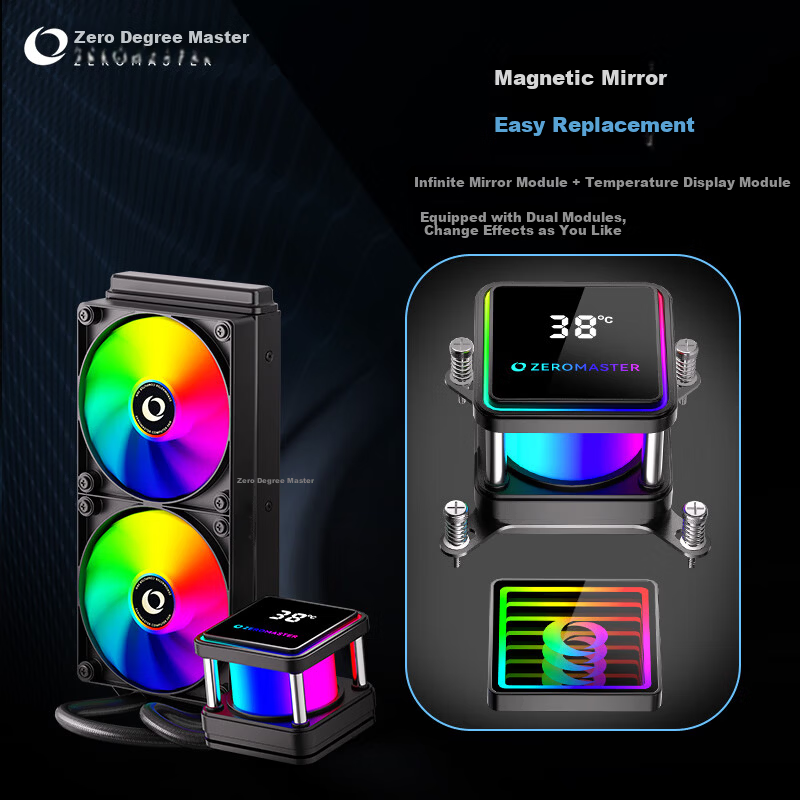 Zero Degree Master 240 360ARGB All-in-One CPU Liquid Cooler with Temperature Control and RGB Sync Temperature Display