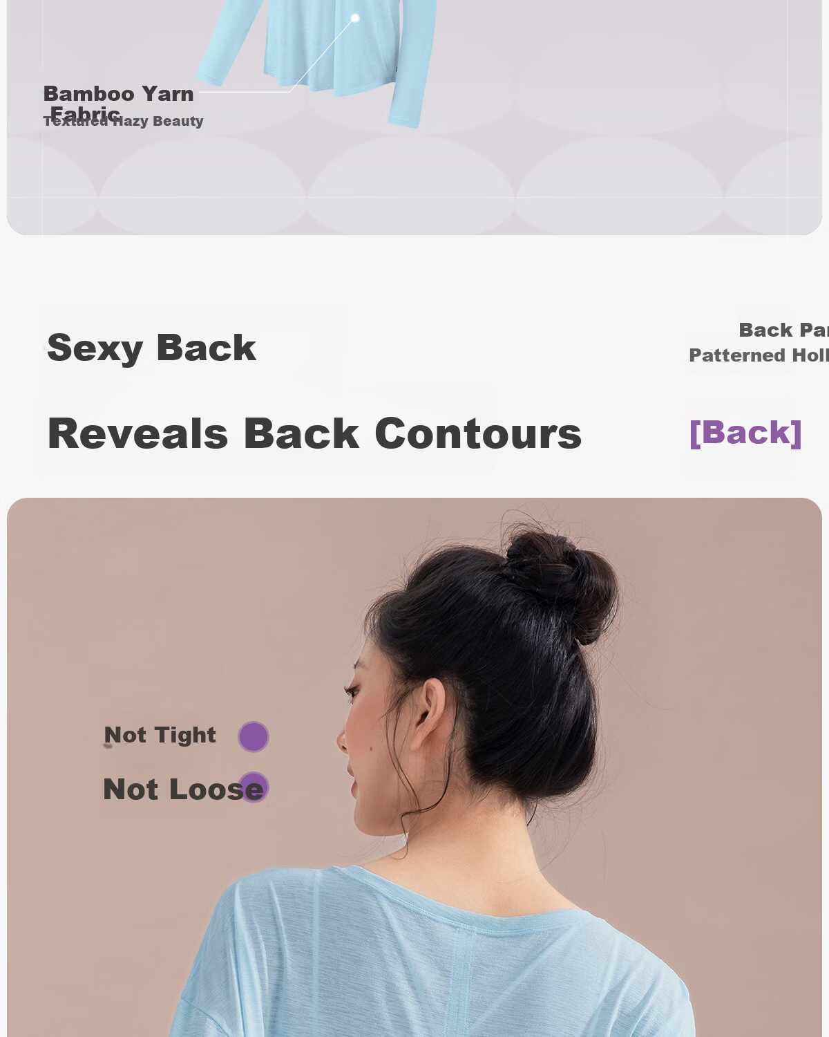 361° Bamboo Slub Yarn Loose Lightweight Hollow Out Back Sports Top Women Outdoor Versatile Yoga Cover Breathable Fitness Long Sleeve 3