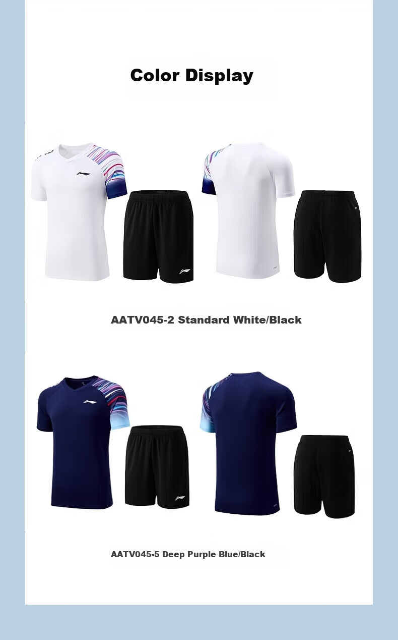 LI-NING Quick-Dry Breathable Badminton Club Series Unisex Sports Competition Set Men's Badminton Outfit 10