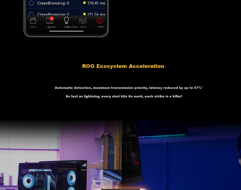 ASUS ROG Magic Box Air WiFi7 Gaming AI Router Home Wireless Gigabit Router Full 2.5G Port Whole House WiFi Aimesh Flexible Setup 7