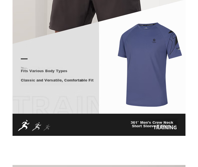 361° Men's Short Sleeve T-Shirt Spring Summer Quick-Dry Loose Fit Sports Running Fitness Training Casual Wear 652524101-1 9
