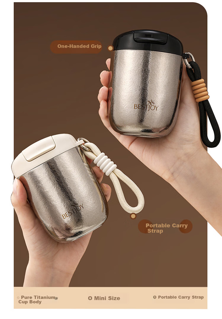 FUGURNG BESTJOY Pure Titanium Coffee Cup High-Quality Inner and Outer Pure Titanium Insulated Cup Portable Compact Water Bottle Titanium Cup Coffee Color 228ml 5