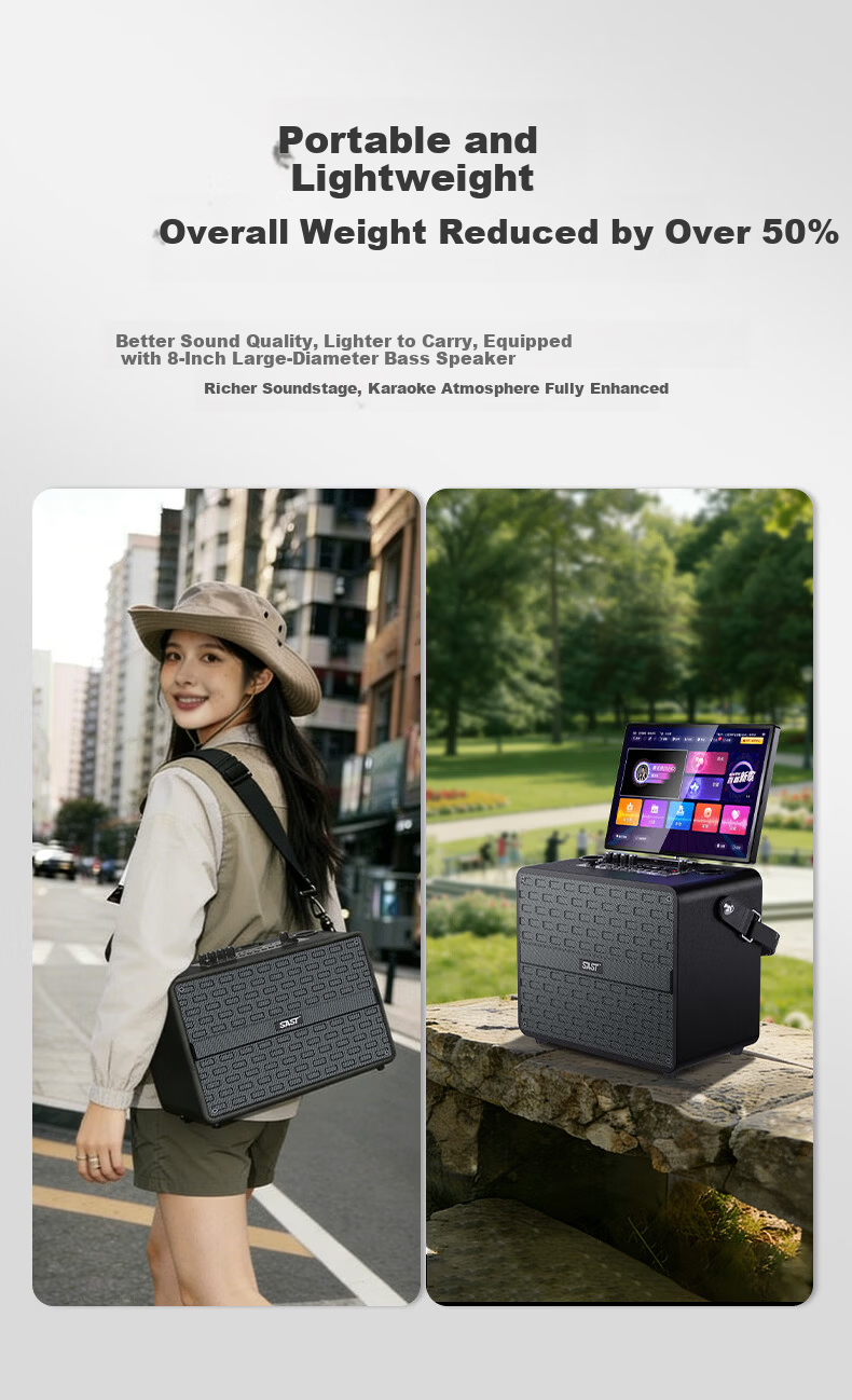 SAST Karaoke Song Machine All-in-One Speaker Home KTV Sound System Outdoor Square Dance Singing Speaker Mobile KTV with Display SW83 Father's Day Gift 7