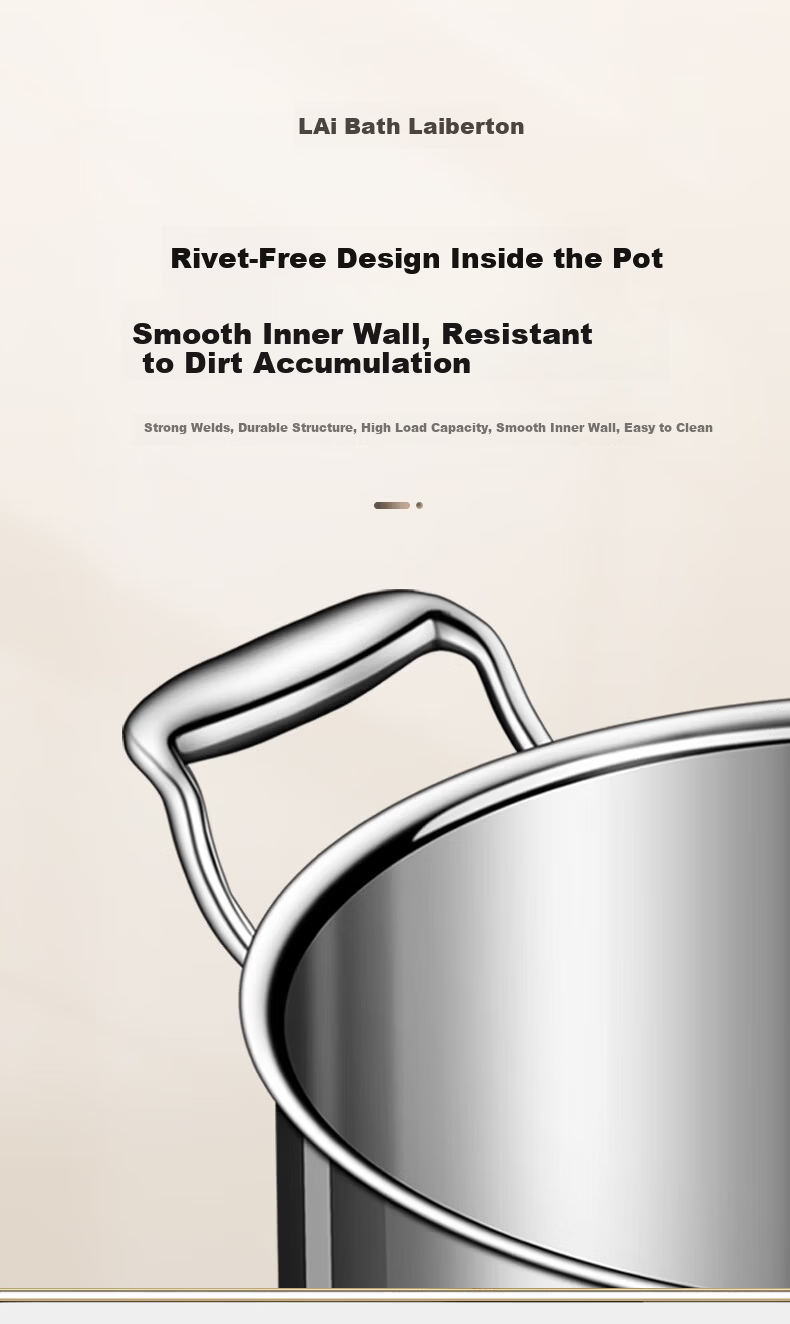 Laiboton Baby-Grade 316L Stainless Steel Soup Pot, Non-Coated Stewing Pot for Porridge and Noodle Cooking, 22cm, Compatible with Gas and Induction Stoves 3