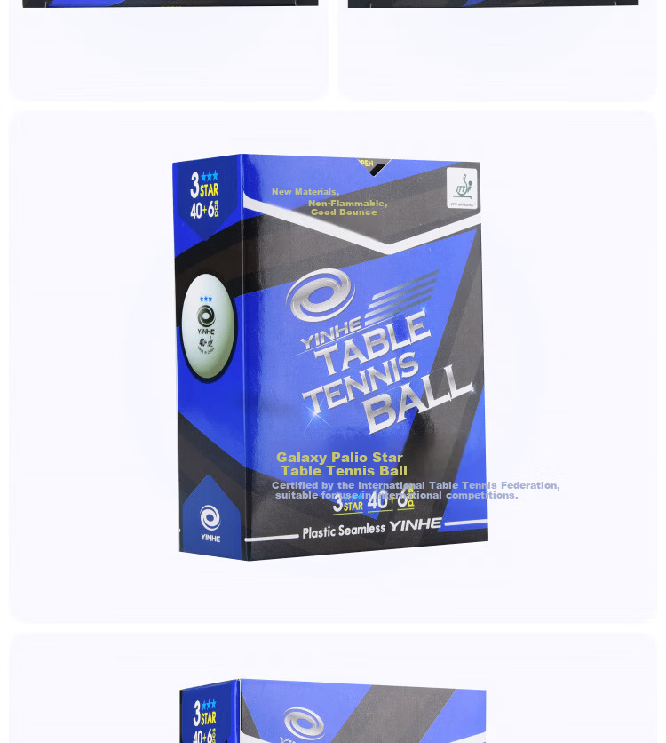 Galaxy Table Tennis Balls Blue Three-Star Seamless 40+ New Material Platinum 3-Star Ping Pong Balls Pack of 6 3