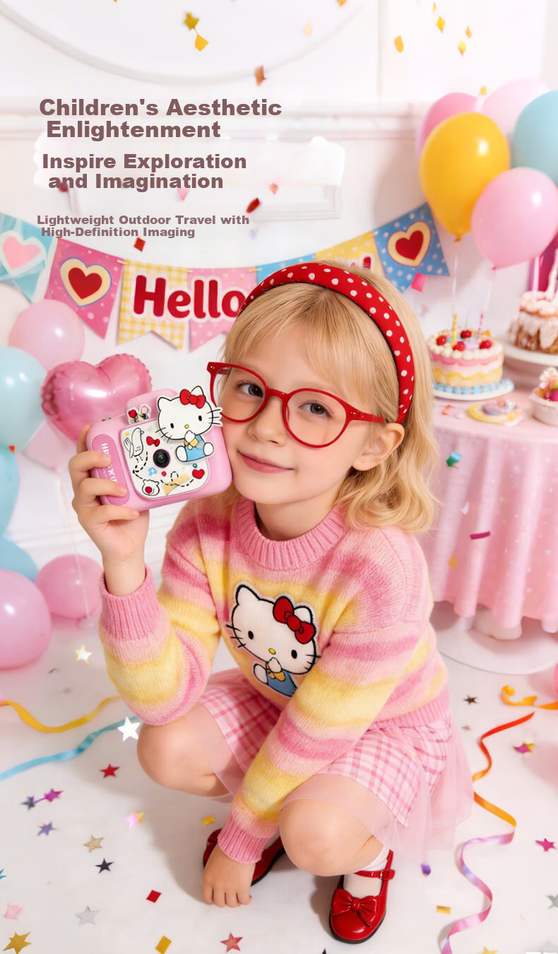 MAQUCC Kids Camera for Photography 6-10 Years Birthday Gift Student Girls 7-14 Years Hello Kitty Toy Practical Party Favor 8-12 7