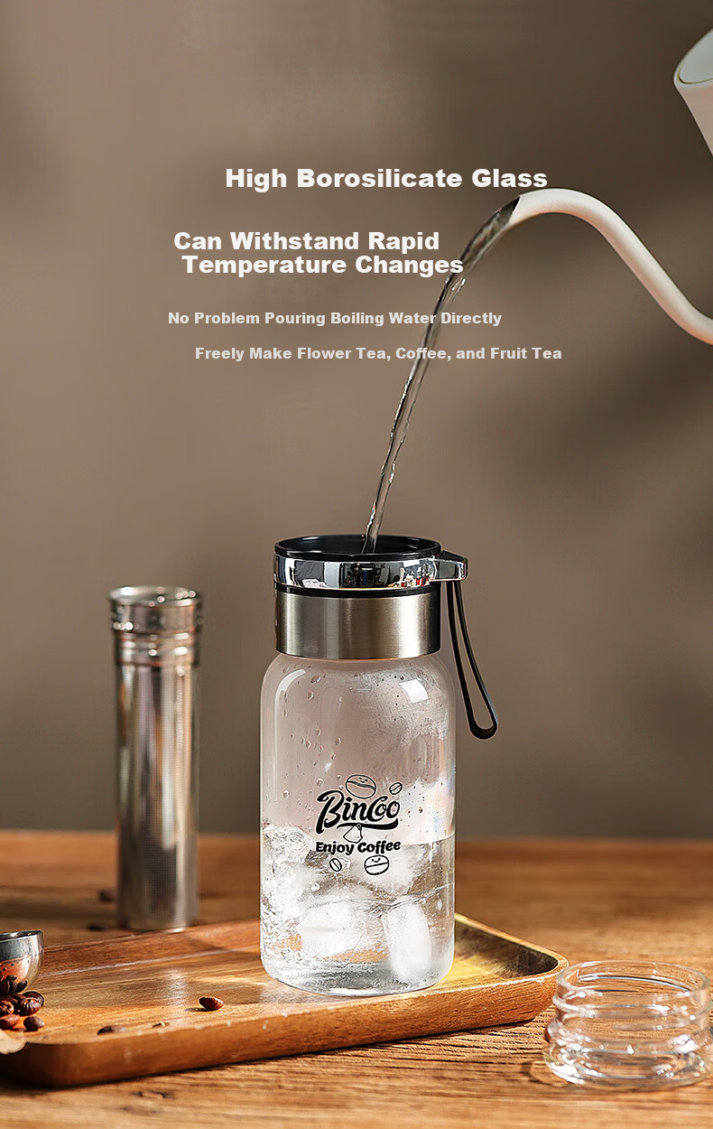 Bincoo Glass Cold Brew Coffee Maker Portable Cold Brew Bottle with Filter for Home Use Iced Americano Cup 6