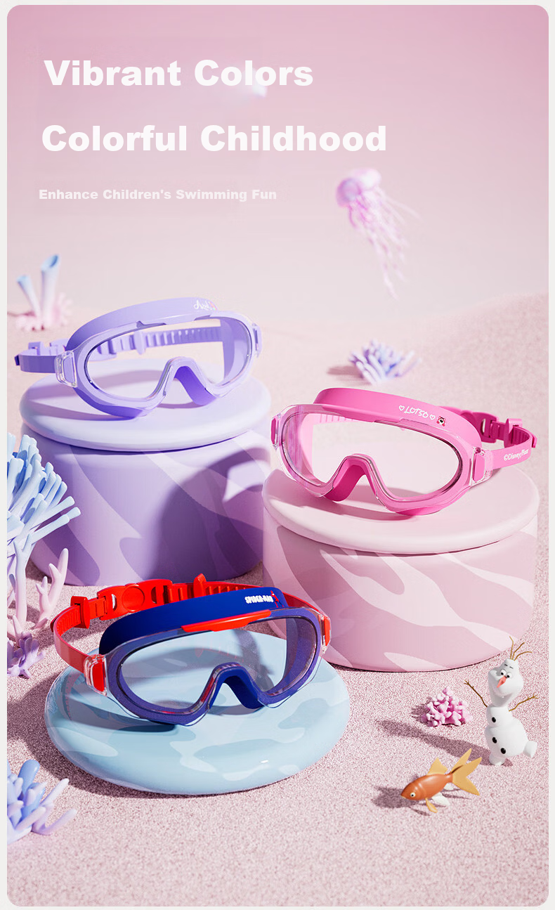 Disney Kids Swimming Goggles HD Waterproof Anti-Fog Professional Baby Protective Goggles D66600S Pink Strawberry Bear 6