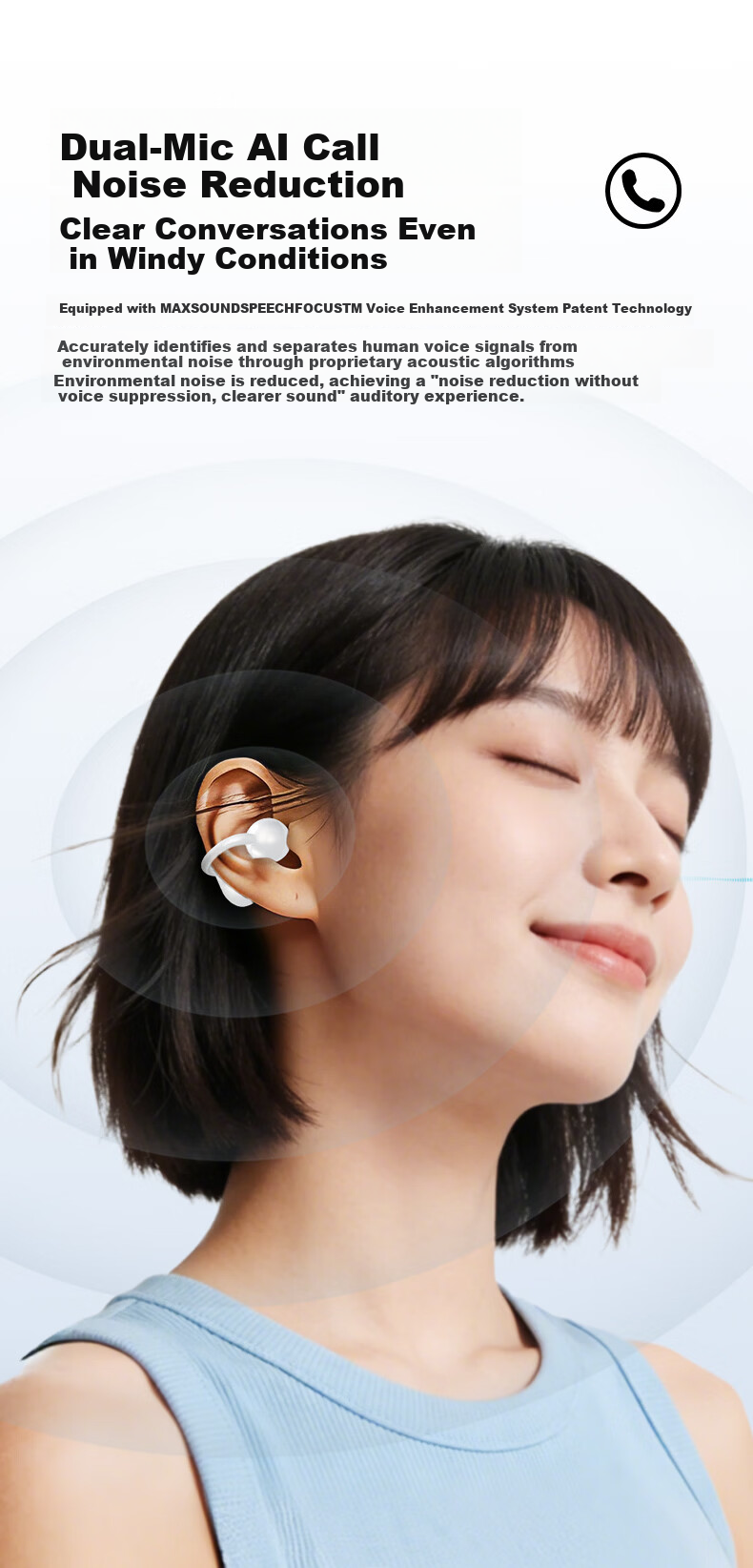 Gamma C1 Clip-On Bluetooth Earphones Waterproof Level 8 Open-Ear Wireless Headphones for Running Sports Gaming Calls Noise Cancellation 12