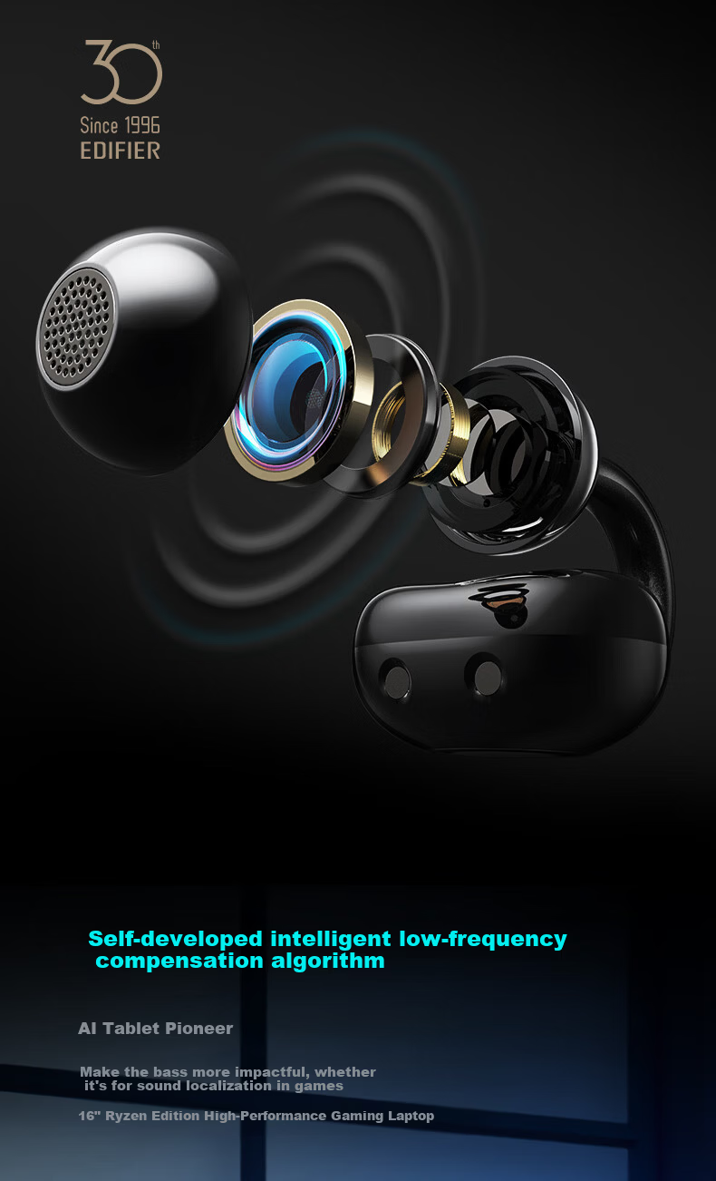 EDIFIER HECATE CP2 2026 Latest Bone Conduction and Air Conduction Bluetooth Gaming Ear Clip Wireless Open-Ear Sports Running E-Sports Headphones Gray 5