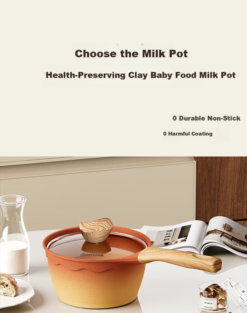 Amercook Clay Milk Pot Non-Stick Baby Food Pot Instant Noodle and Porridge Cooking Pot Amir Pot for Home Induction Cooker and Gas Stove 6