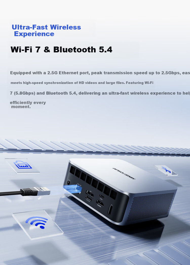 Mingfan M1 Pro-285H Core Ultra9 285H Mini PC AI Gaming Office Design Mini Desktop High-Performance Computer 32GB+1TB 7