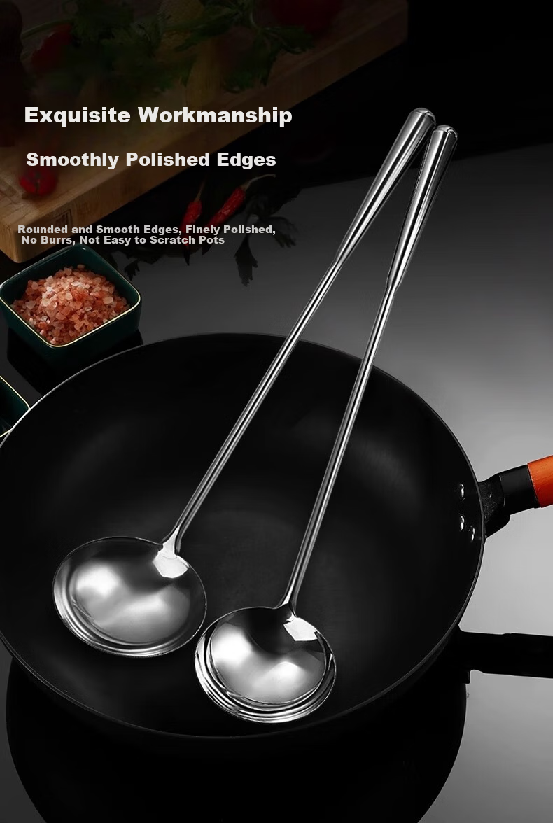 Congge Stainless Steel Medium Cooking Spoon Solid Serving Spoon Long Handle Chef Spoon Thickened Soup Ladle Spatula Jingcang 12